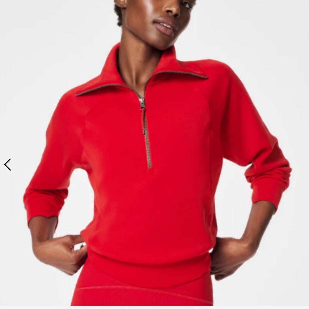 SPANX Vibrant Red Women's Quarter-Zip Sweatshirt